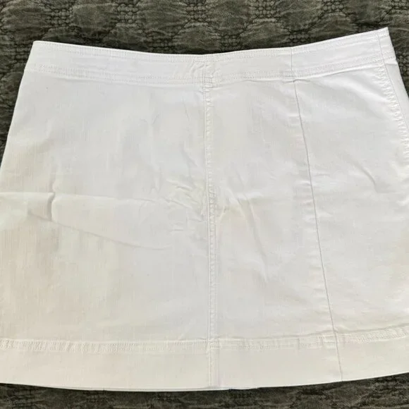 Tommy Bahama Ella Twill Skirt White Size 12 Button Front Cotton Blend 16" Long - Picture 3 of 5